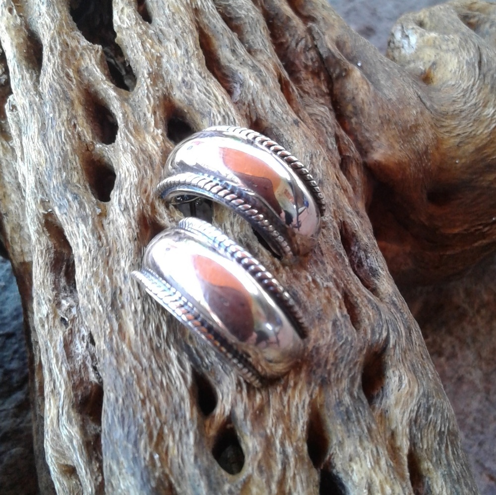 Sterling silver demi hoop textured EARRINGS